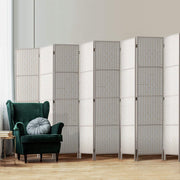 8-Panel White Pine & Woven-Paper Folding Room Divider