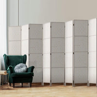 8-Panel White Pine & Woven-Paper Folding Room Divider