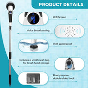 Electric Spin Scrubber,Cordless Cleaning Brush,Shower Cleaning Brush with 8 Replaceable Brush Heads, Power Scrubber 3 Adjustable Speeds,Adjustable & Detachable Long Handle,Voice Broadcast
