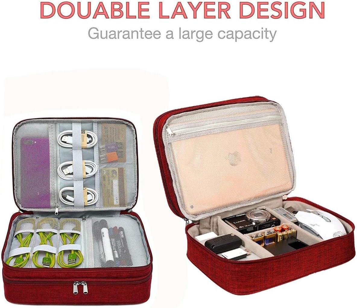 Padded Travel Electronics Organiser with 12 Cable Ties