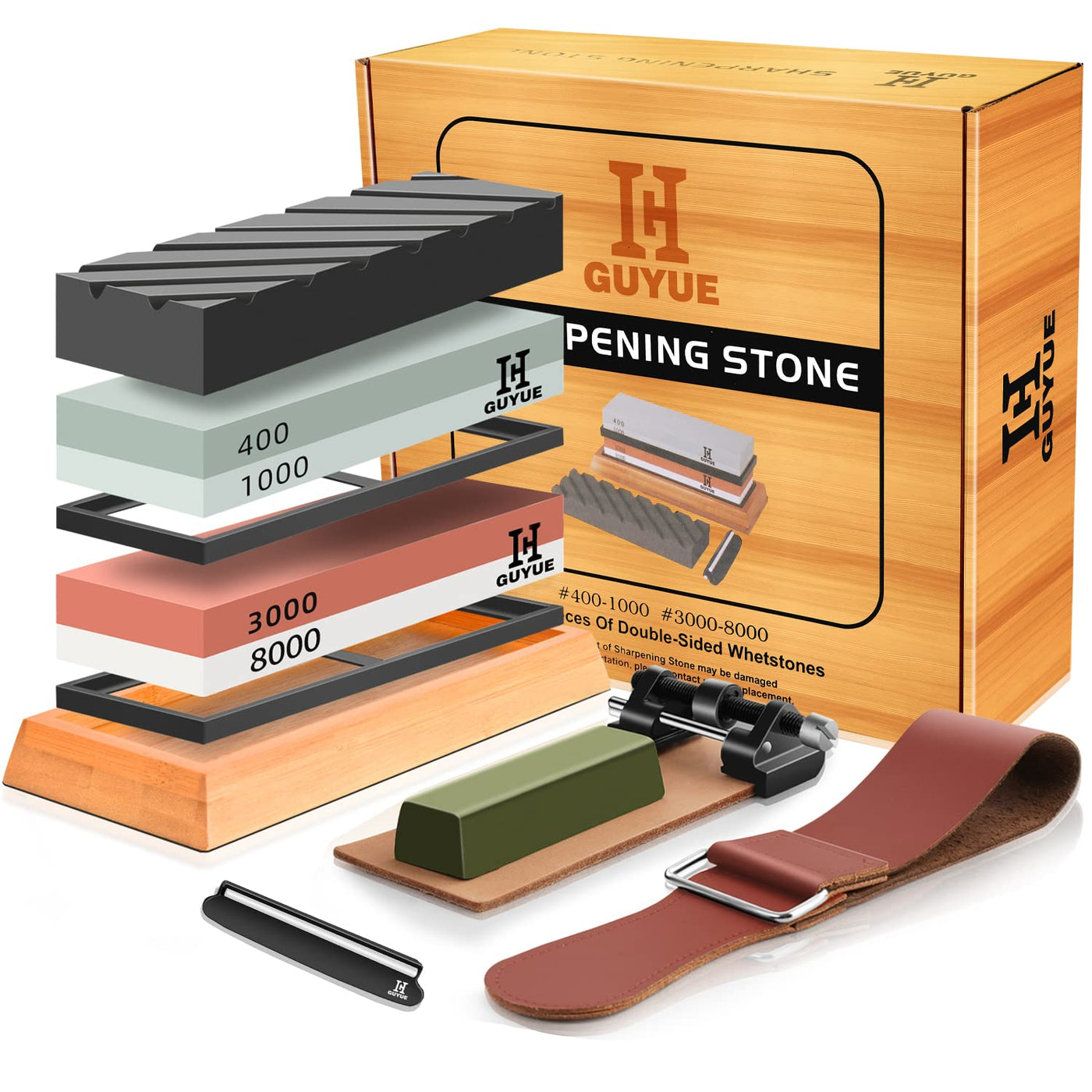 Four-Grit Waterstone Knife-Sharpening Set – 400 to 8000 Grit