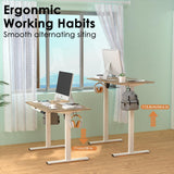 100 x 60cm Electric Standing Desk, Height Adjustable Stand Desk with Drawers,Sit Stand Computer Home Office Desk (Oak Top White Legs)