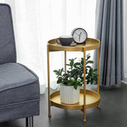 Gold 2-Tier Round Metal Side Table