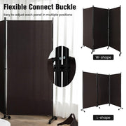 180cm Rolling 3-Panel Room Divider – Black or White Star