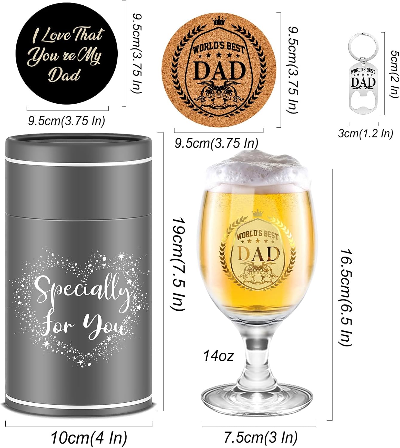 Dad or Grandad 5-Piece Beer Glass Gift Set
