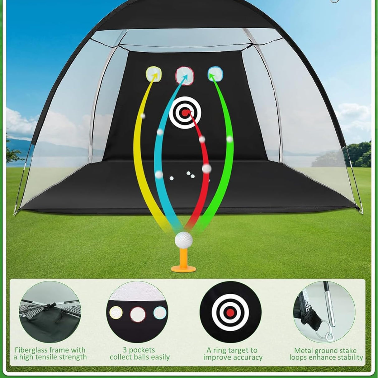 300 * 210 * 180Cm Golf Practice Net, Golf Training Net for Backyard Chipping Driving, Garage, Outdoor/Indoor