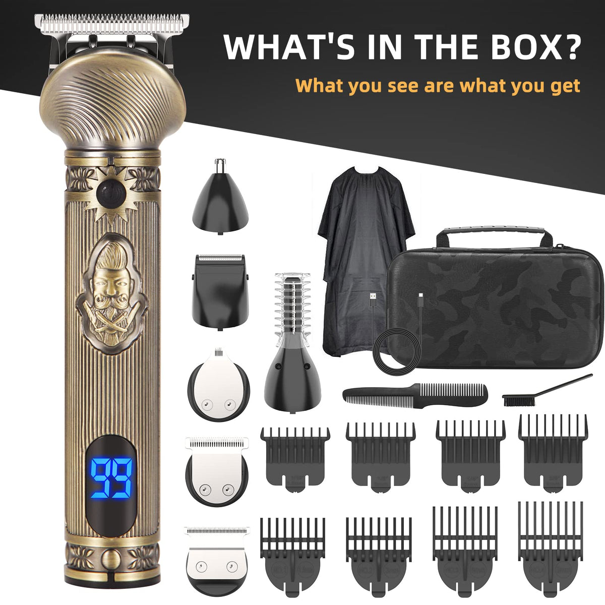 Beard Trimmer for Men, Electric Razor Shavers for Men w/Case, Cordless Hair Clipper T-Blade Trimmer, Mens Grooming Kit for Nose Ear Body Face Mustache -180 Mins Shaving, Father Gifts for Him