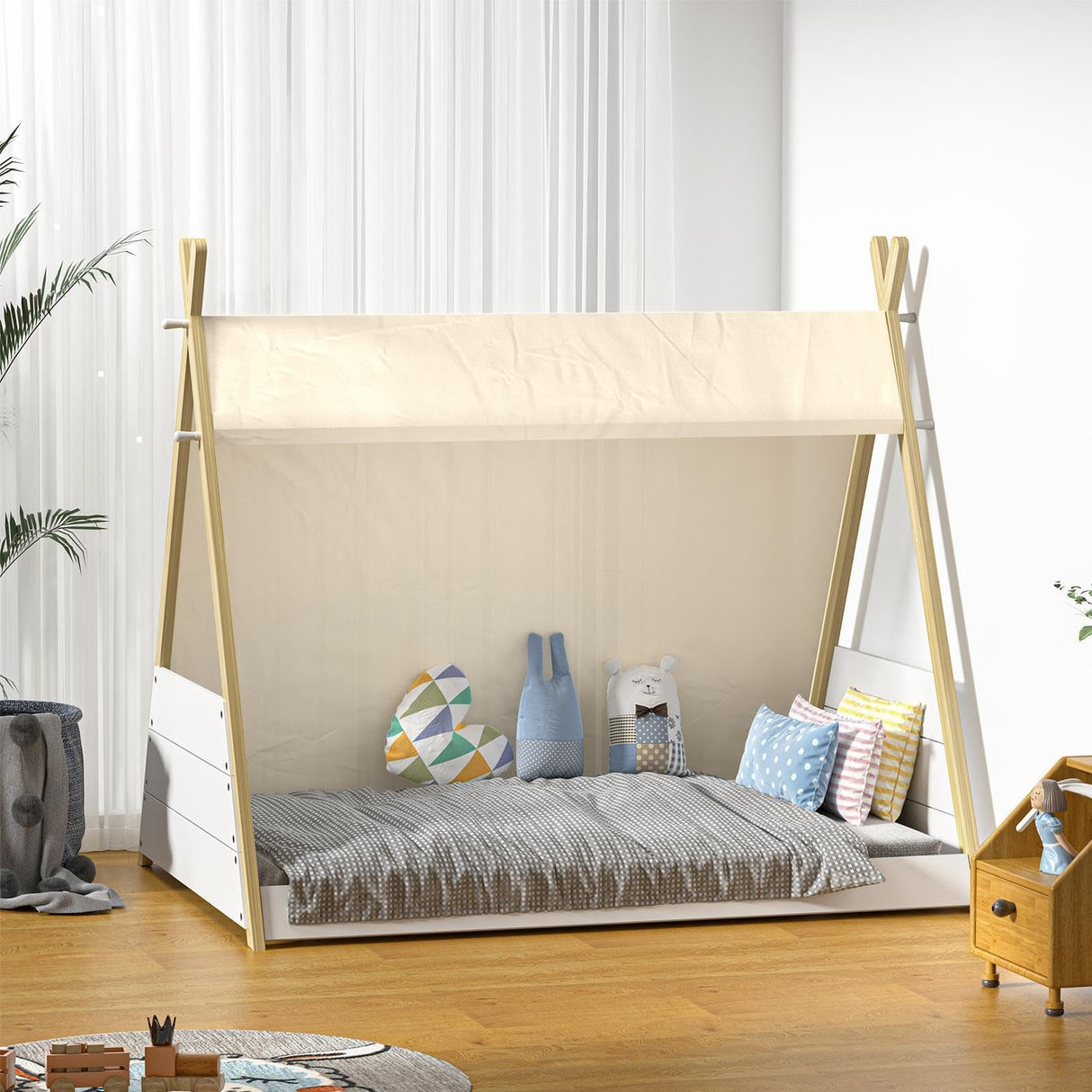 Kids Bed Frame Single Size Bed Wooden Timber Mattress Platfrom