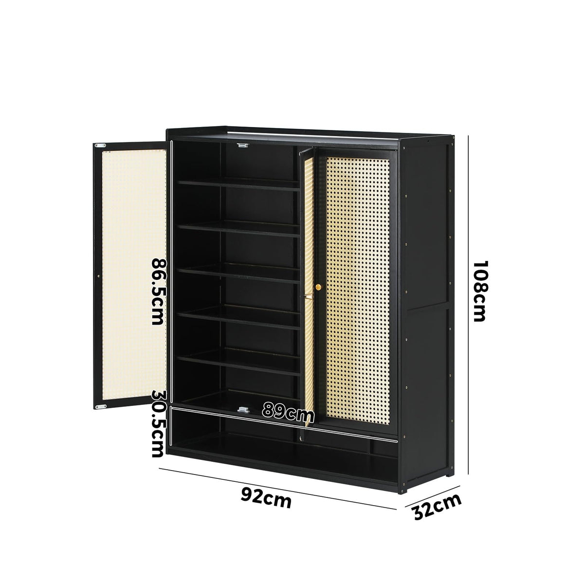 3-Door Rattan-Style Shoe Cabinet with 12 Shelves