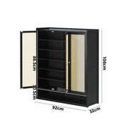 3-Door Rattan-Style Shoe Cabinet with 12 Shelves
