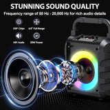 Karaoke Machine, Bluetooth Karaoke Speaker, Portable Singing Machine with 2 Wireless Microphones LED Lights for Home Party Meeting Adults Kids Supports USB/TF/AUX/REC/FM