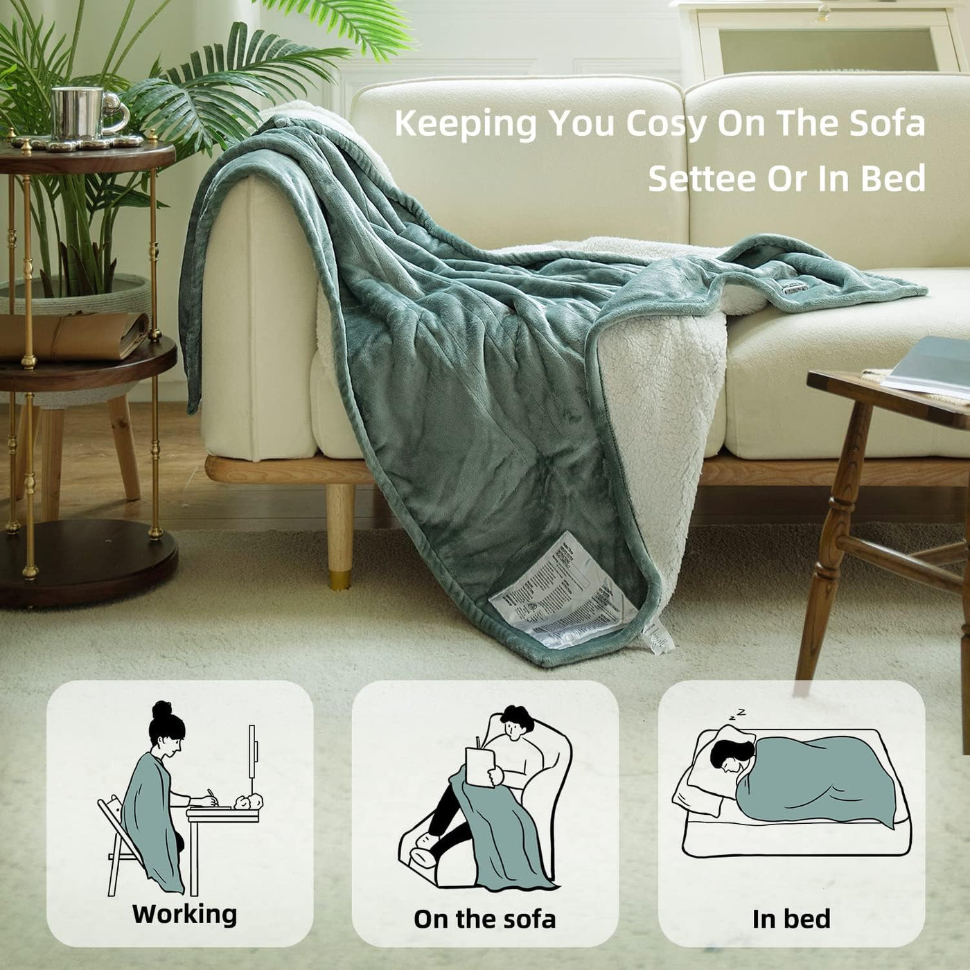 Silky Plush Electric Heated Throw Blanket – 6 Heat Levels, 10H Auto-Off, Machine Washable