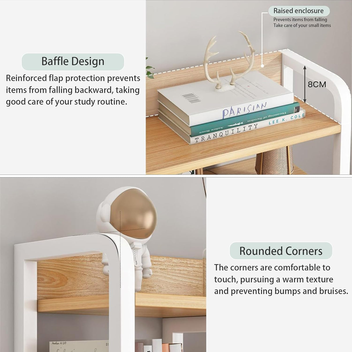 2 Tier Desktop Bookshelf for Computer Desk, Countertop Hutch Bookcase Organizer, Metal Desktop Shelves Organizer, Desk Storage Hutch Display Rack for Home, Dorm, Office Supplies