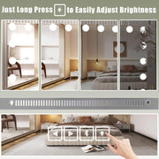 Vanity Mirror with Lights, Hollywood Makeup Mirror with Bluetooth Speaker, Large Vanity Lighted Mirror with 15 Dimming LED Bulbs, 3 Color Modes USB Port, Tabletop or Wall-Mounted