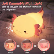 Axolotl Night Light, Axotolt Gifts for Kids, Cute Silicone Axotolts Lamp with Timer Dimmable, Nursery Nightlight for Breastfeeding, Bedroom Decor for Child Baby Girls