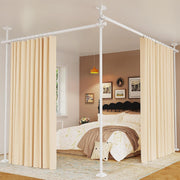 Tension Curtain Rod for Room Partition, No Drilling, 121-304cm(H) 71-434cm(W) | Floor to Ceiling Room Divider, Black, Strong Weight Capacity, Quick Assemble, Wall Divider for Bedroom Dorm Privacy