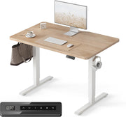 Electric Standing Desk Adjustable Height, 40 x 24 Inch Sit and Stand Desk, Home Office Desk, Ergonomic Workstation Computer Desk, Ivory