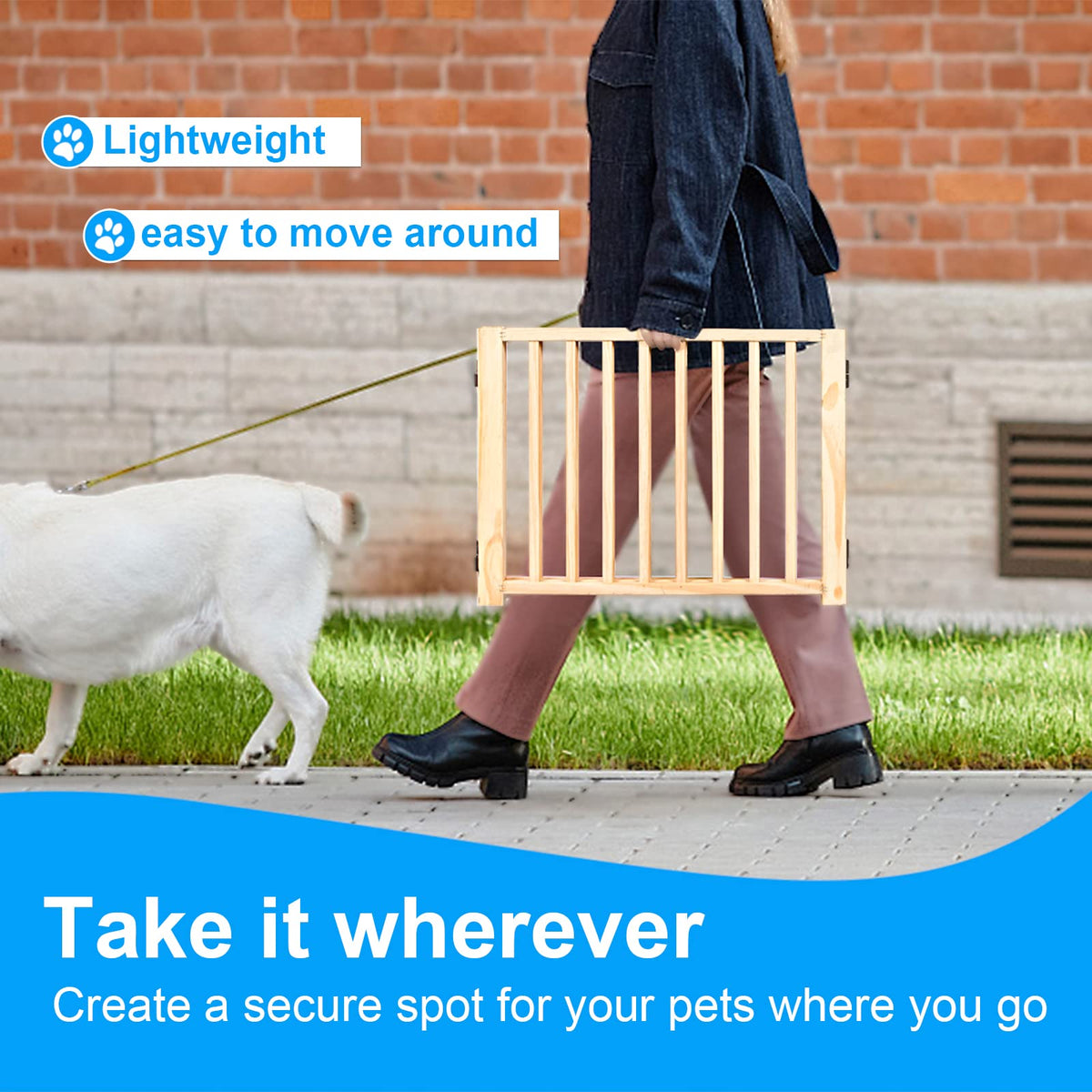 5-Panel Pine Freestanding Pet Gate – 304 × 43 cm