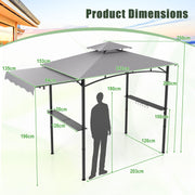 BBQ Gazebo with Side Awning, Shelves & Hooks