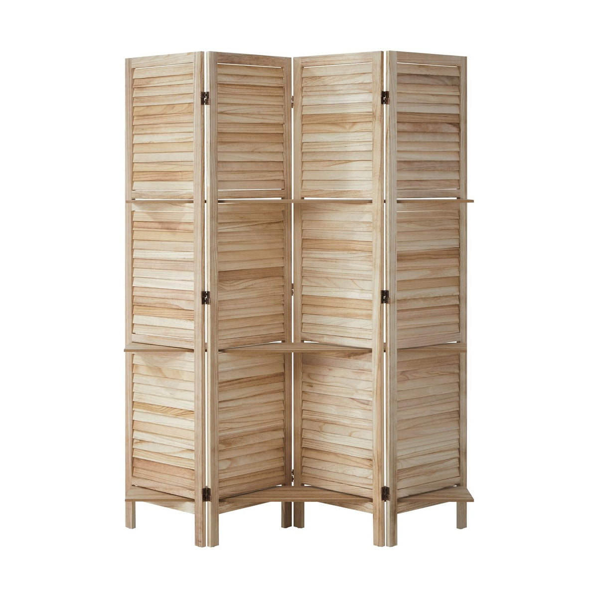 Oikiture Natural Paulownia-Wood 4-Panel Room Divider