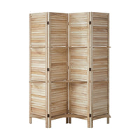 Oikiture Natural Paulownia-Wood 4-Panel Room Divider