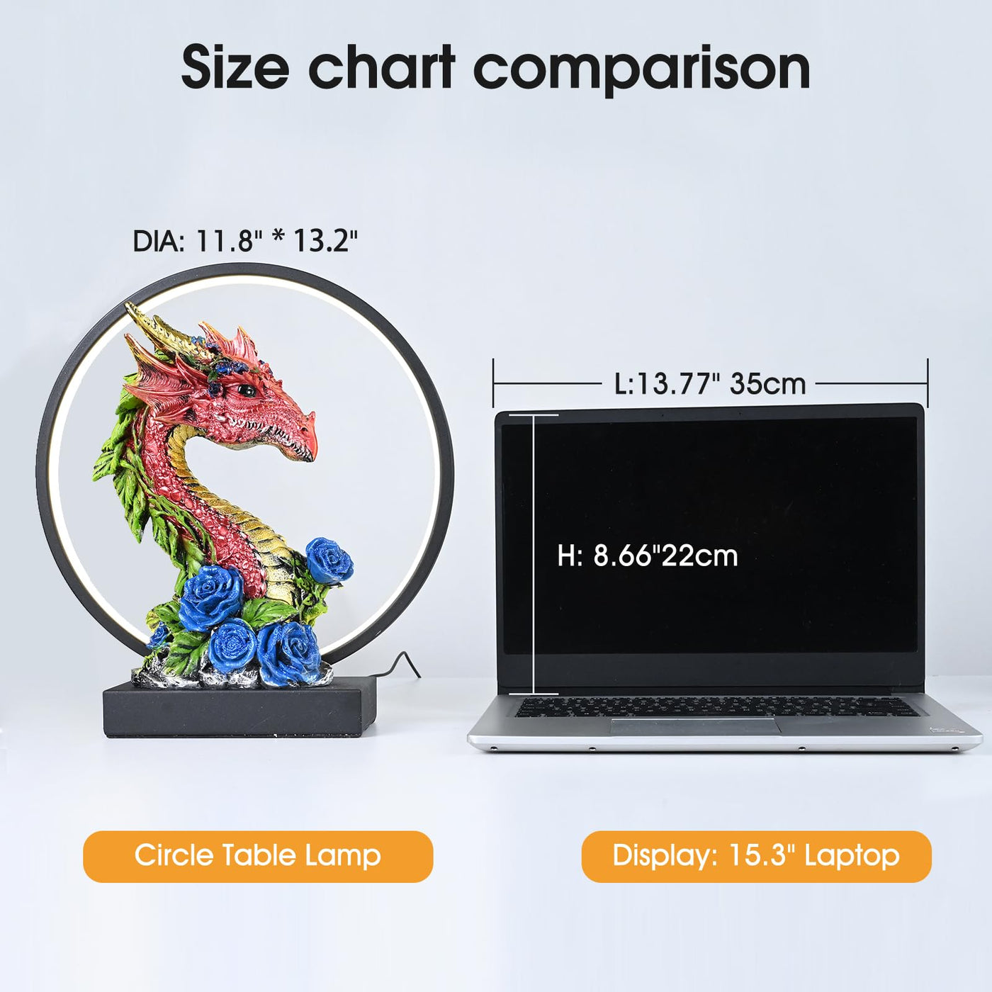 Hmusnwol-Dragon Figurines Lamp-Collectible Figurines-Dargon Statue - 13.18 inch LED Circle Table Lamp Figurine Dungeon and Dragons Gifts