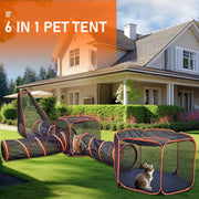 Foldable Pet Playpen with Tent, Tunnel & Cube