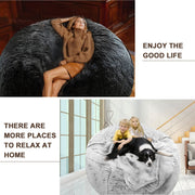180 cm Fluffy Bean Bag Cover – Snow Grey, Cover Only