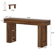 160 cm Rustic-Brown Farmhouse Console Table