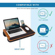 Espresso Lap Desk with Wrist Rest, Mouse Pad & Phone Holder