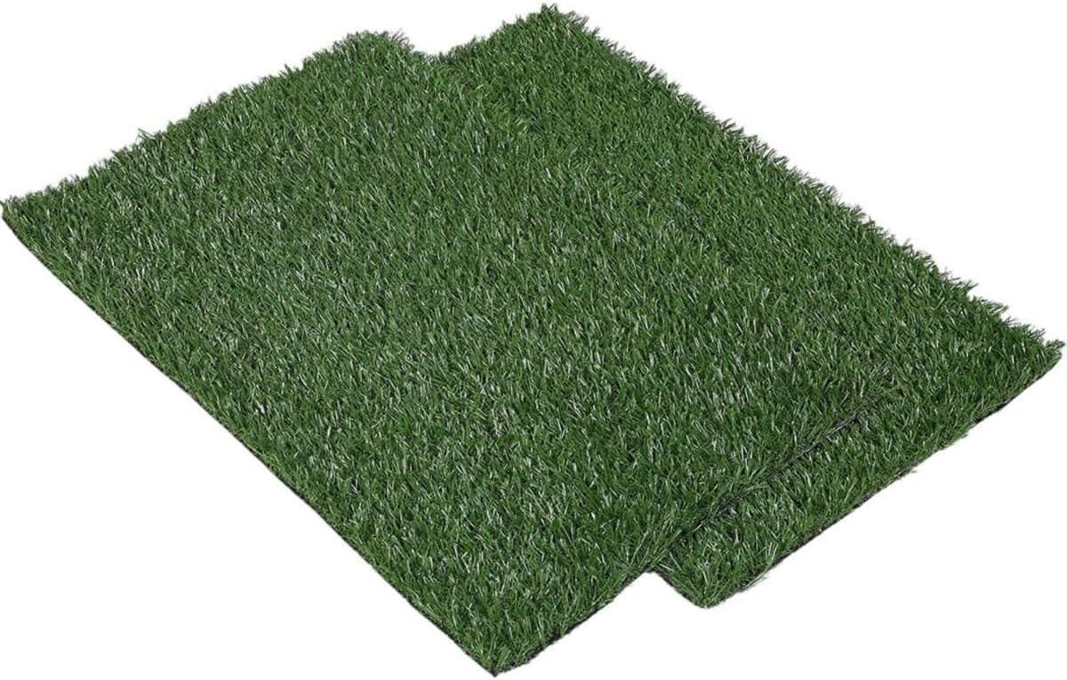 3-Layer Dog Toilet Tray with 2 Grass Mats & Splash Wall