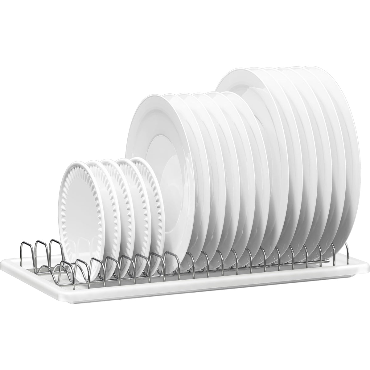 42.1 cm Chrome Plate Rack with 19 Slots & Drainboard