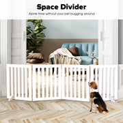 Freestanding Foldable Wooden Pet Gate – 203 × 61 cm
