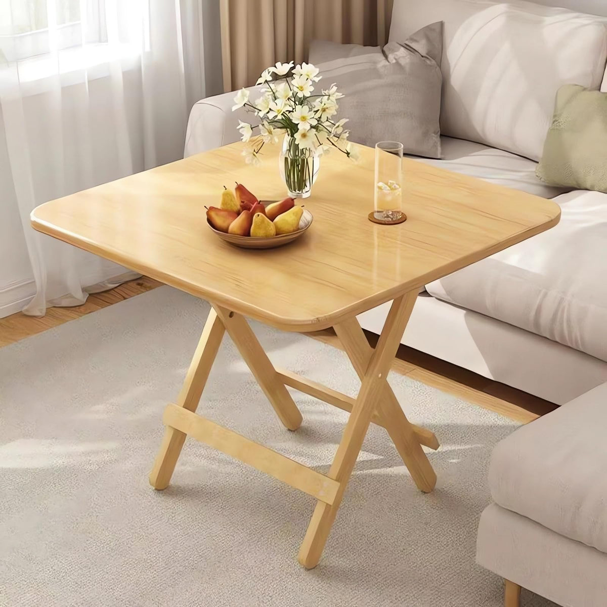 Foldable Solid-Wood Table – 80 × 80 cm