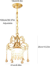 Jiinoo Mini Crystal Chandeliers, Luxury K9 Clear Hanging Crystal Chandelier Light, Pendant Light Ceiling Fixtures for Staircase Hallway Entryway Dining Room Office Porch Foyer Closet Kitchen