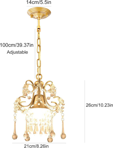 Jiinoo Mini Crystal Chandeliers, Luxury K9 Clear Hanging Crystal Chandelier Light, Pendant Light Ceiling Fixtures for Staircase Hallway Entryway Dining Room Office Porch Foyer Closet Kitchen