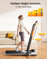 Walking Pad Treadmill with Incline 12%, Alloy Folding Treadmill with Adjustable Handle Bar for Home/Office, Under Desk Treadmills Walking Pad with App, Mute Control