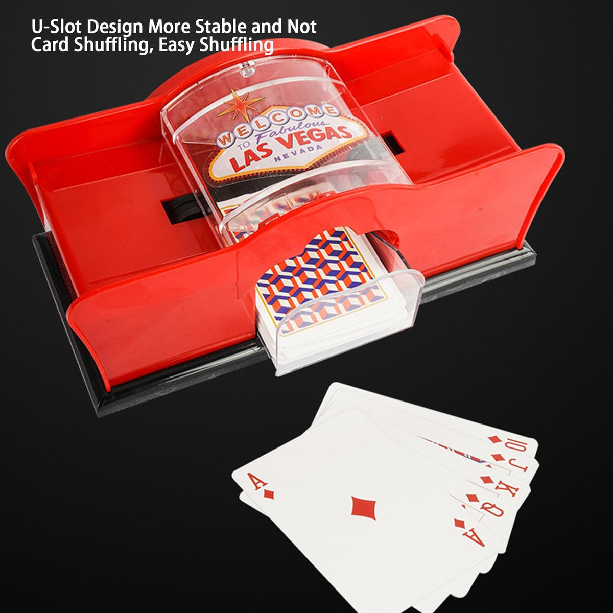 Hand-Cranked 2-Deck Playing-Card Shuffler