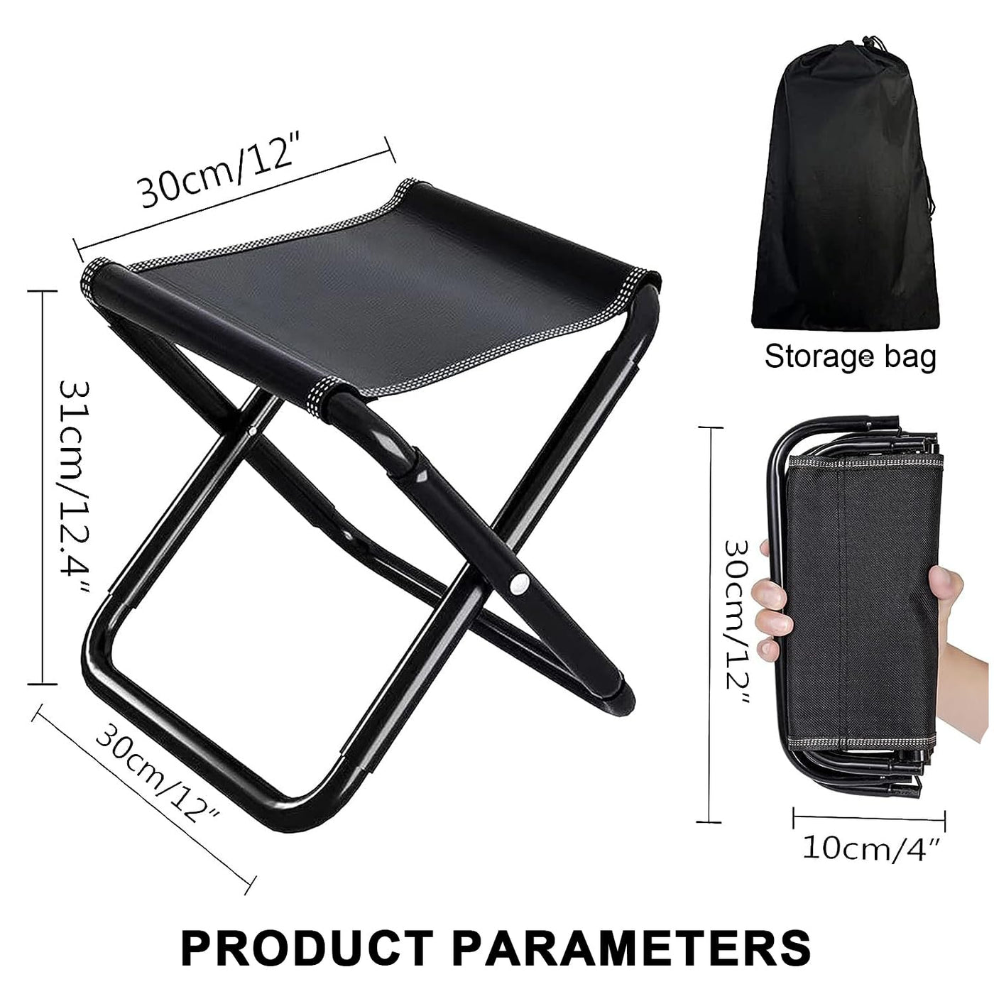 Compact 600D Folding Camping Stool with Carry Bag