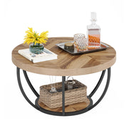 80 cm 2-Tier Round Industrial Coffee Table