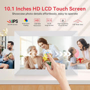 WiFi Digital Picture Frame 32GB Memory 10.1 Inch, 1280x800 HD IPS Touch Screen Photo Frame Electronic, Easy Setup, Share Photos or Videos Anywhere via Free Frameo APP