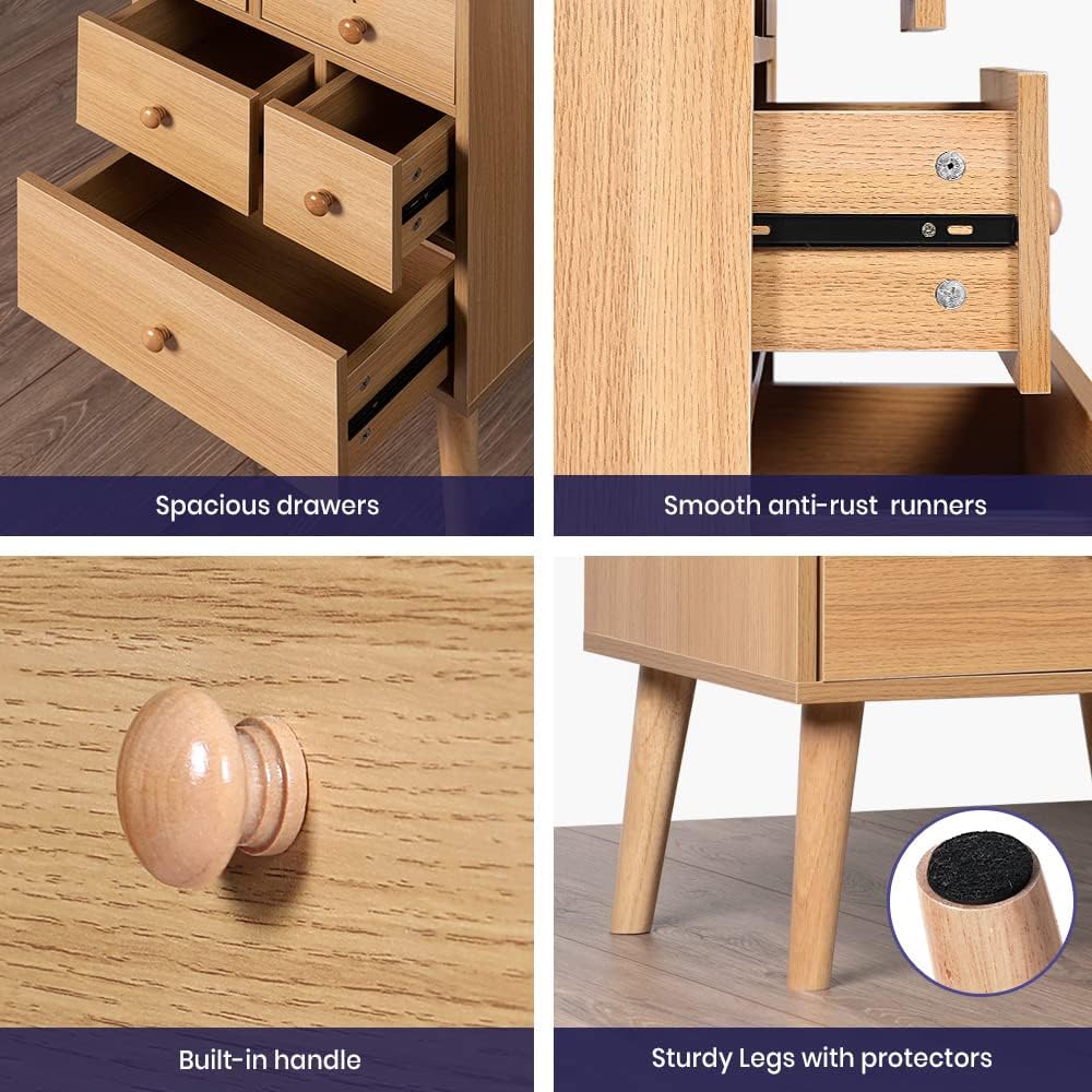 5-Drawer Storage Cabinet with Display Shelf