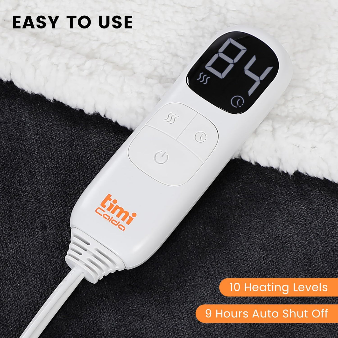 Wearable Heated Blanket with Sleeves & Foot Pockets – Flannel Sherpa, 10 Heat Levels, Timer