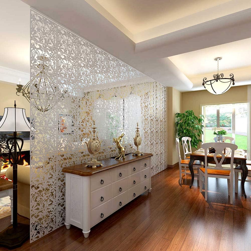 Yizunnu Hanging Room Divider Made of PVC Panels Screen,Room Divider for Decorating Living Room, Dining Room, Sitting Room, Office, Restaurant Decoration(White, 12 pcs)