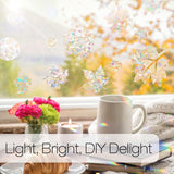 rabbitgoo Window Privacy Film, Rainbow Window Clings, 3D Decorative Window Vinyl, Stained Glass Window Decals, Static Cling Window Sticker Non-Adhesive, 44.5 x 200 cm