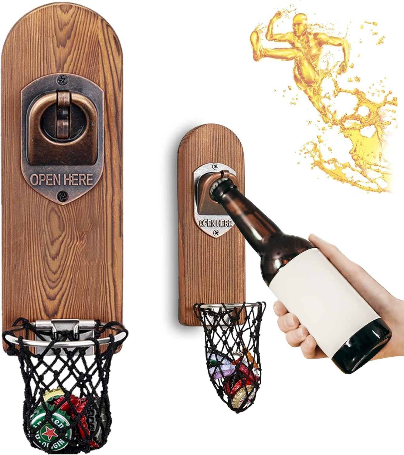 Magnetic Football Wall Bottle Opener with Cap Net