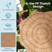 2 m Thatched Tiki Umbrella with Folding Stand & Carry Bag