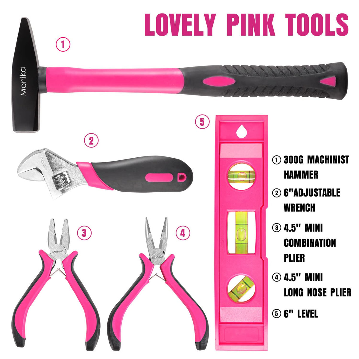 159PCS Pink Tool Kit Portable Household Tool Set Multi-functional Repair Tool for Household Repair Removal Maintenance General Household Hand Tool Kit with Storage Case