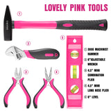 159PCS Pink Tool Kit Portable Household Tool Set Multi-functional Repair Tool for Household Repair Removal Maintenance General Household Hand Tool Kit with Storage Case