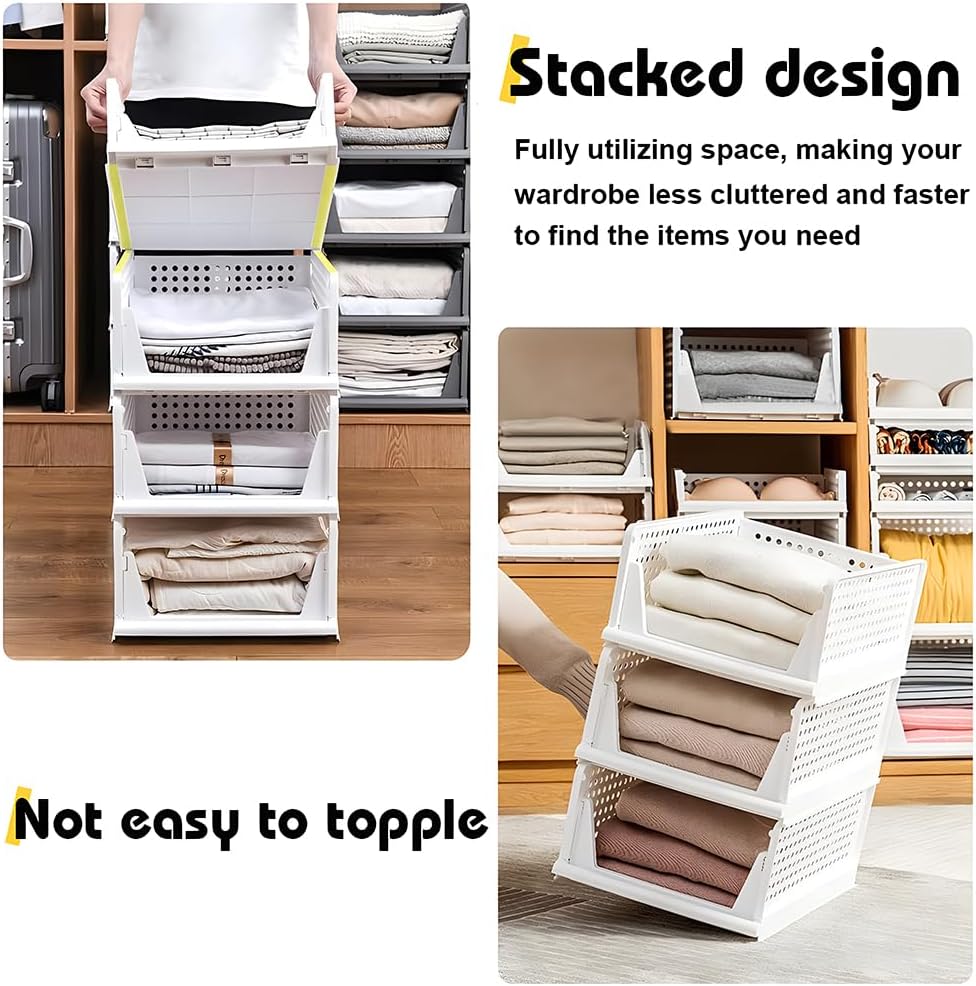 43 × 33 × 18 cm Foldable Stackable Storage Baskets – 5 Pack